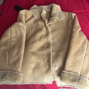 Light brown tan faux fur ski coat SUPER SOFT size Large No tag on inside